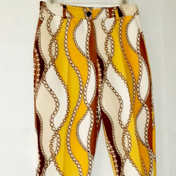 CHAIN Print Multicolored Ankle Pants NWT - Picture 3 of 12